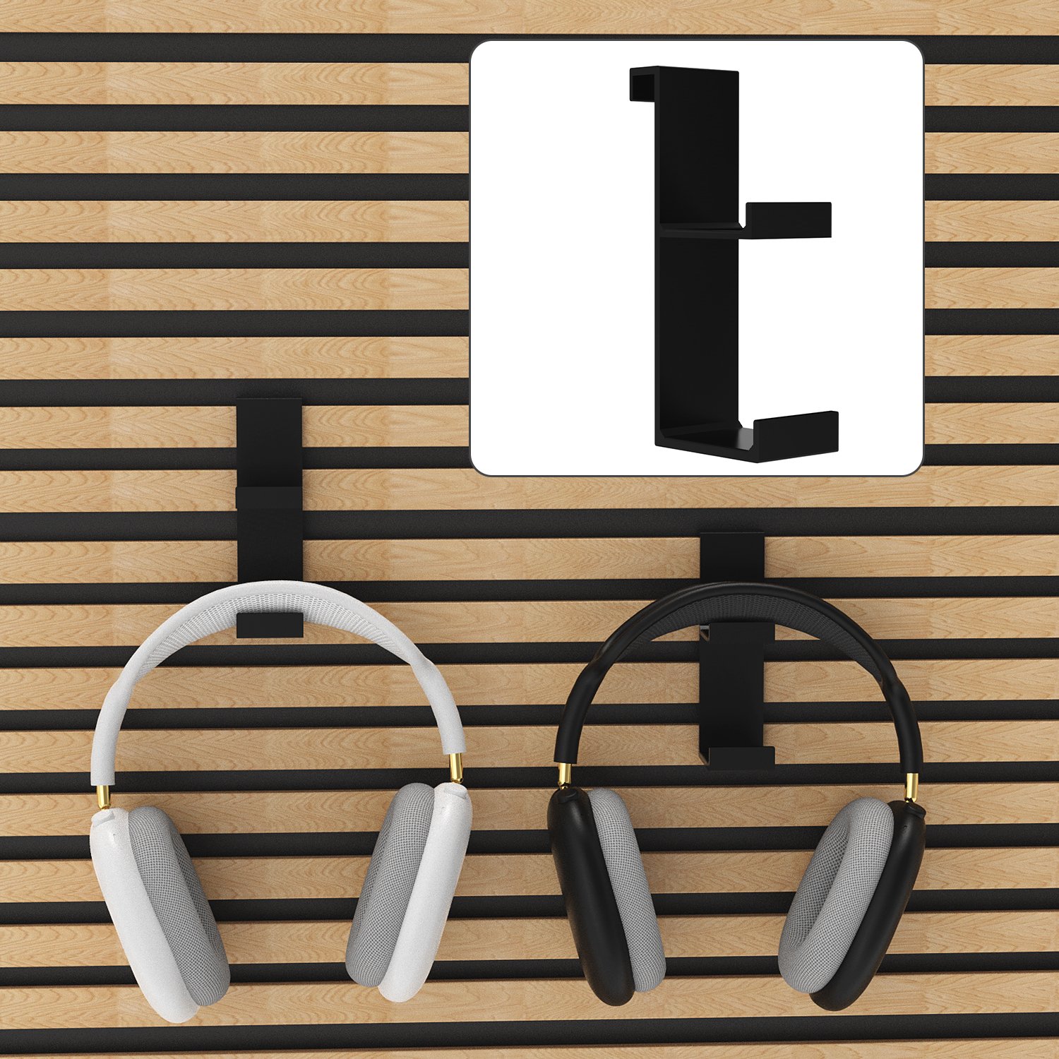 Wall mounted headphone storage for gaming setup