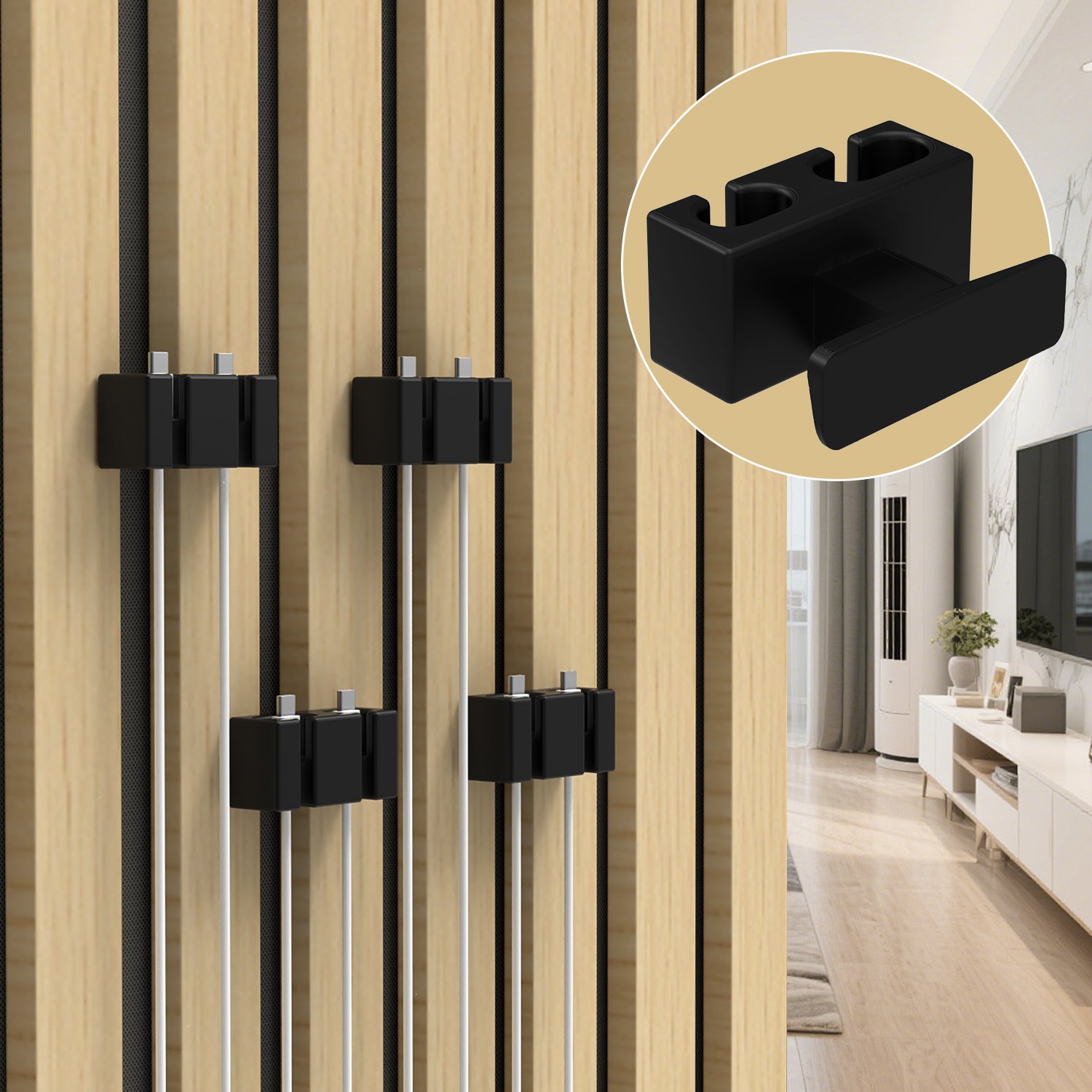 Wall mounted charging cable storage