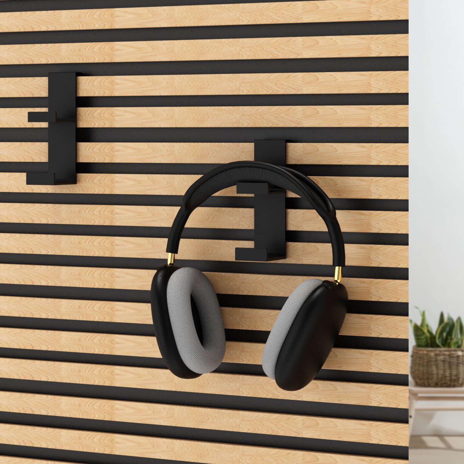 Headphone storage accessory for acoustic wall panels